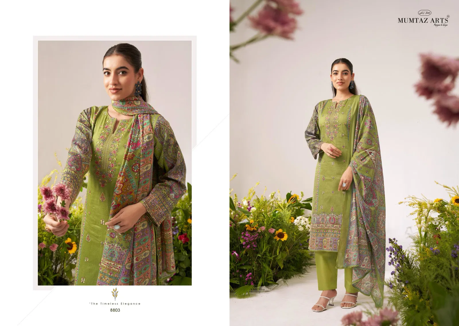 Mumtaz Flower Valley Series 8801 Digital Printed Dress Material at Wholesale